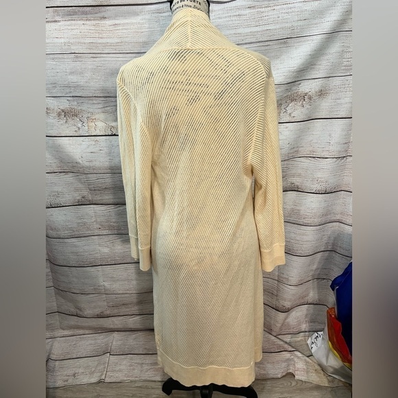 Alice + Olivia Long Cardigan Sweater Duster Wool & Cashmere Open Cream Medium - Picture 6 of 11